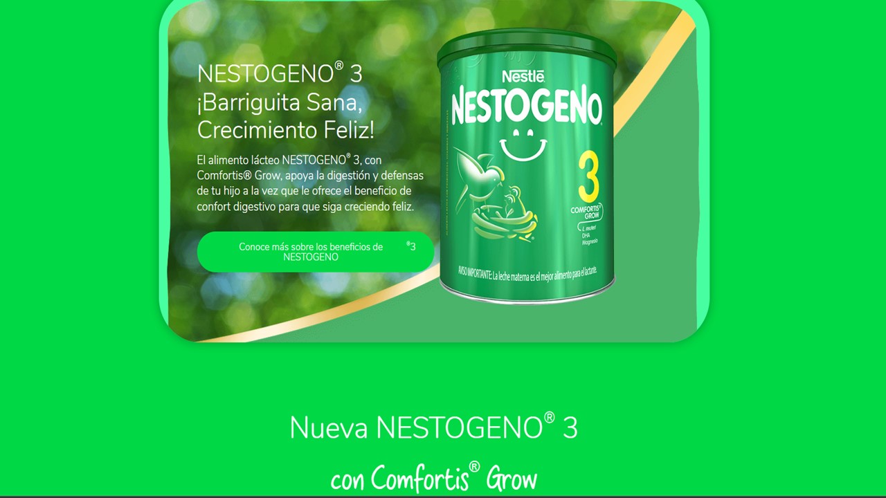 Nestogeno 3, nuevo alimento lácteo de Nestlé que busca aportar al crecimiento sano de los niños