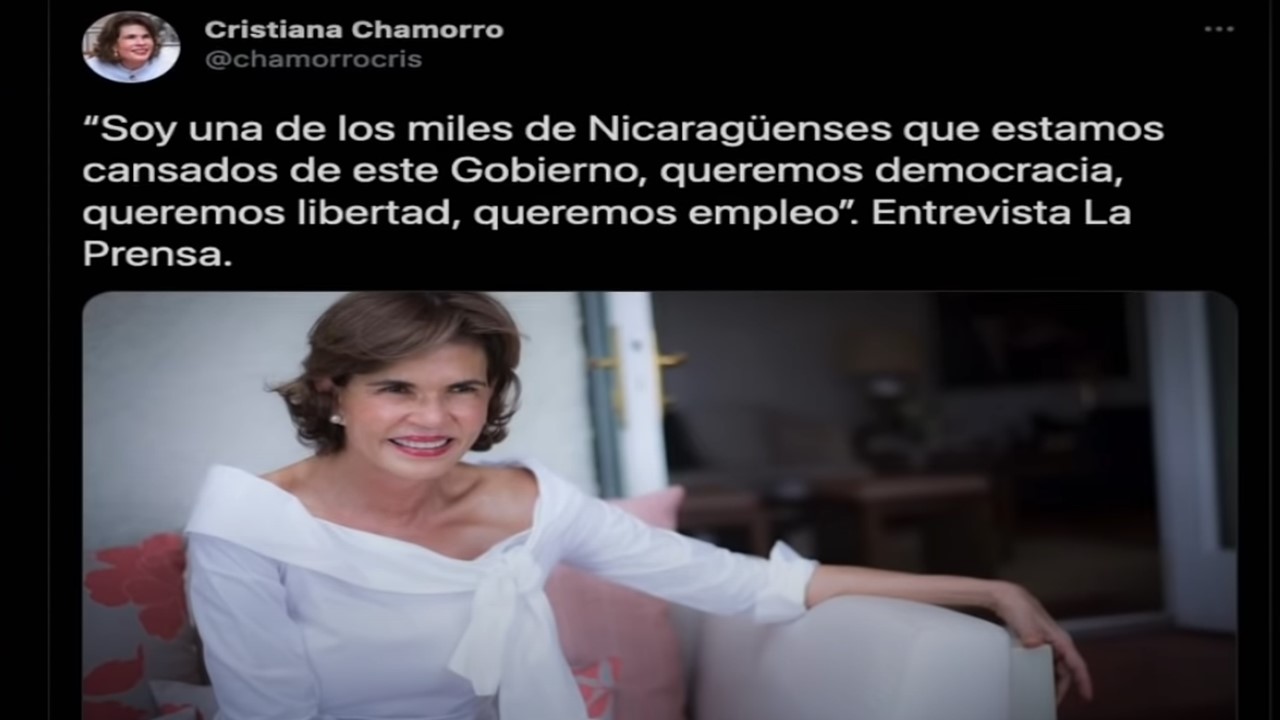 Cristiana Chamorro – Aspirante a la presidencia de Nicaragua 